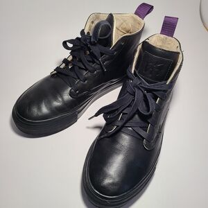 Eytys Black Leather Sneakers with Purple Detail Size 8.5